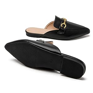 靴 CALNAMUR BIG RIBBON CLIP MULE Amazon.com | CicoMuin Buckle Mules for Women Black Pointed